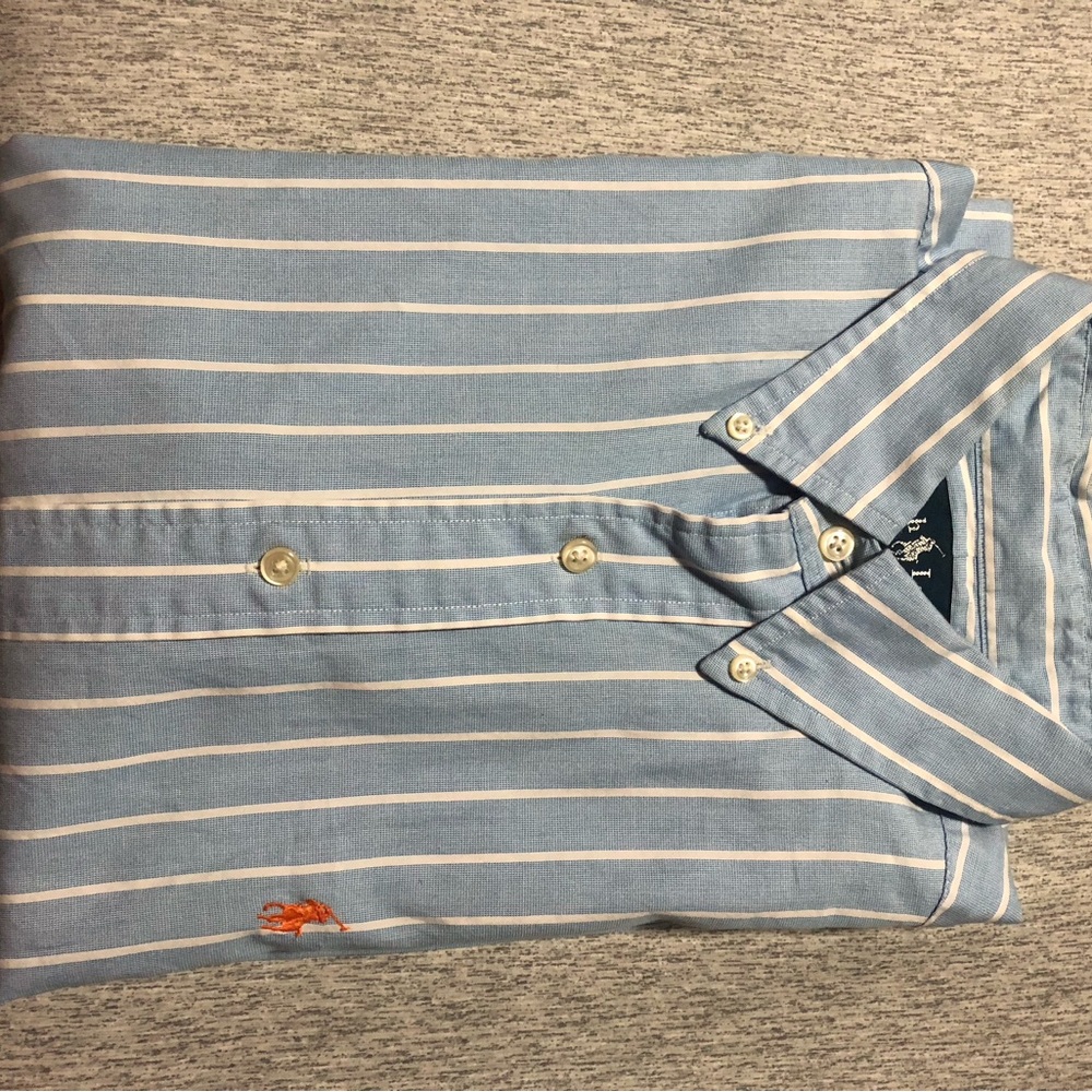 Ralph Lauren Shirt Men  Long Sleeve Cotton Blue Striped Pony Logo